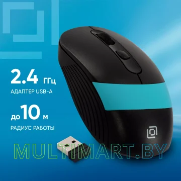 Мышь Oklick 310MW (черный/голубой) картинка 2